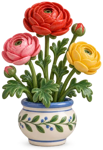 Renoncule des fleuristes, figurine en faïence de FermeVallée