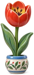 Tulipe, figurine en faïence en couleurs