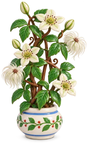 Clématite des haies, figurine en faïence de FermeVallée