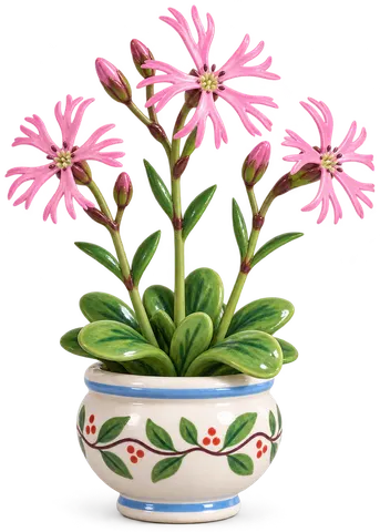 Lychnis fleur-de-coucou, figurine en faïence de FermeVallée