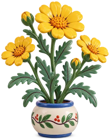 Chrysanthème des moissons, figurine en faïence de FermeVallée