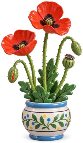 Coquelicot, figurine en faïence de FermeVallée