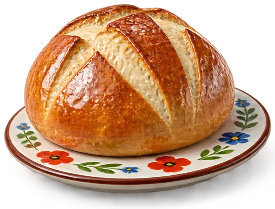 Des épis de blé et un pain doré, côte à côte