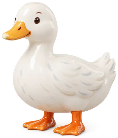 Canard de Pékin type américain, figurine en faïence de FermeVallée