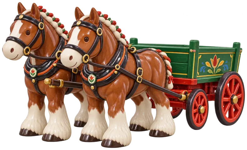 Parade de chevaux de trait, figurine en faïence de FermeVallée