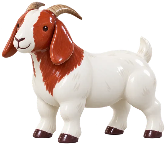 Chèvre Boer, figurine en faïence de FermeVallée