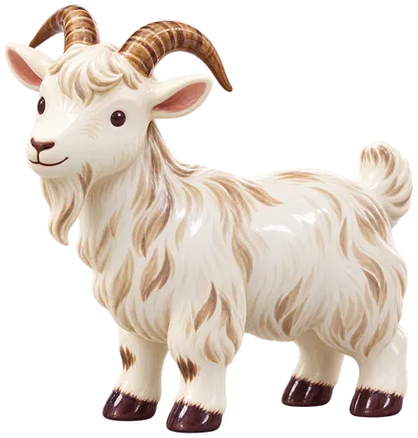 Chèvre cachemire, figurine en faïence de FermeVallée