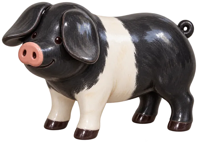 Angler Sattelschwein, figurine en faïence de FermeVallée