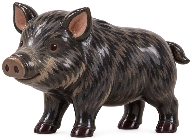 Cochon marron, figurine en faïence de FermeVallée