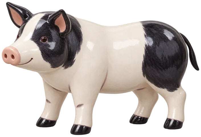 Cul noir limousin, figurine en faïence de FermeVallée
