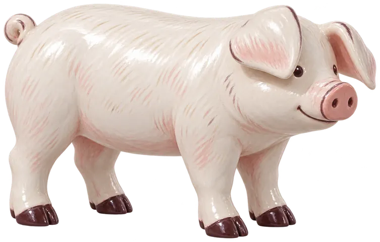 Porc blanc de l’Ouest, figurine en faïence de FermeVallée