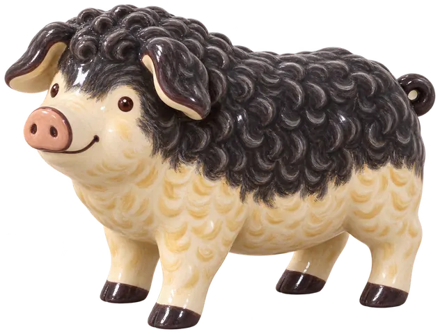 Porc laineux, figurine en faïence de FermeVallée