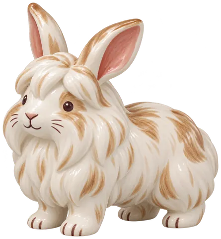 Lapin angora, figurine en faïence de FermeVallée