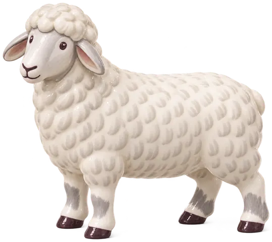 Est à laine Mérinos, figurine en faïence de FermeVallée