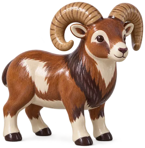 Mouflon méditerranéen, figurine en faïence de FermeVallée