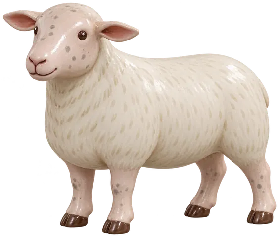 Mouton charollais, figurine en faïence de FermeVallée