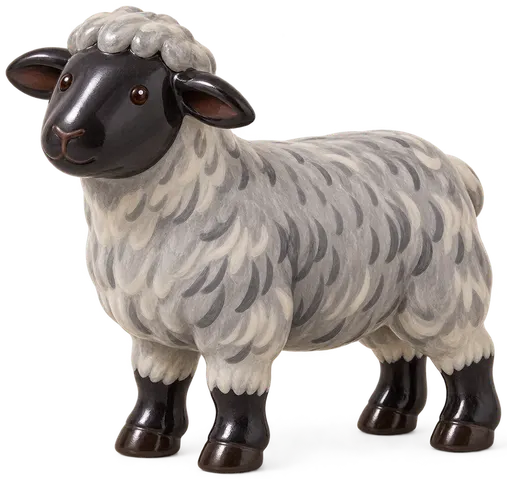 Mouton de Poméranie, figurine en faïence de FermeVallée