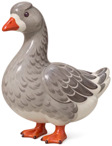 Oie de Poméranie, figurine en faïence de FermeVallée