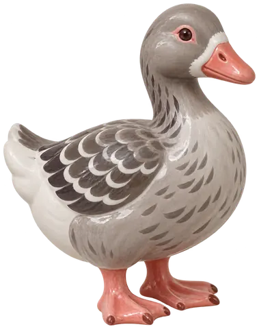 Oie grise du Marais poitevin, figurine en faïence de FermeVallée