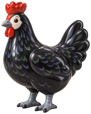 Poule d’Augsbourg, figurine en faïence de FermeVallée