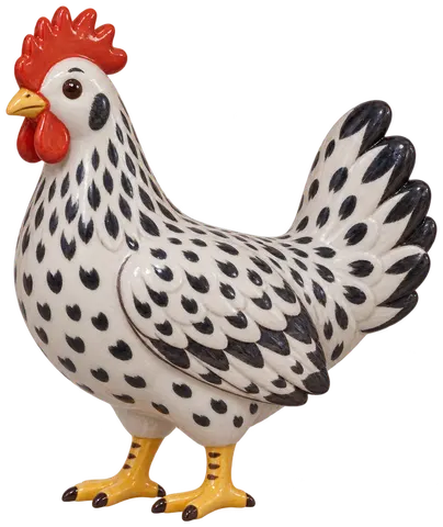Poule de Hambourg, figurine en faïence de FermeVallée