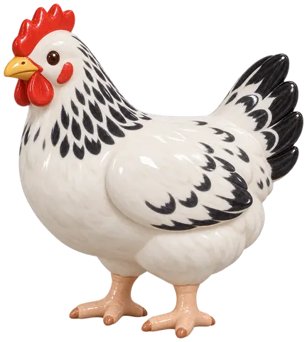 Poule du Sussex, figurine en faïence de FermeVallée