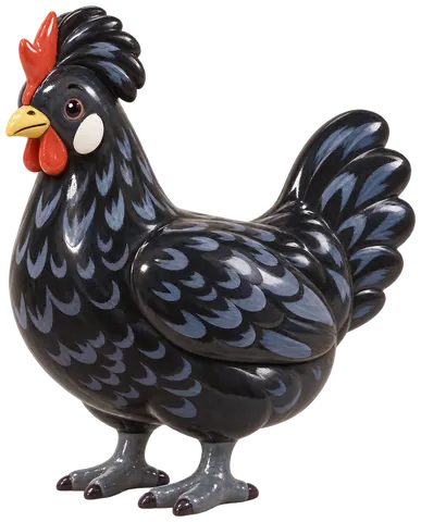 Poule Le Merlerault, figurine en faïence de FermeVallée