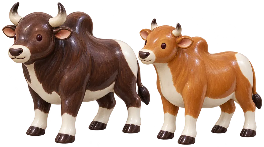 Banteng domestique, figurine en faïence de FermeVallée