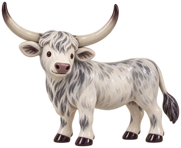 Bœuf gris de Hongrie, figurine en faïence de FermeVallée