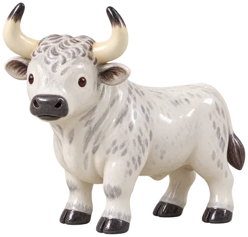 Taureau blanc de Chillingham, figurine en faïence de FermeVallée