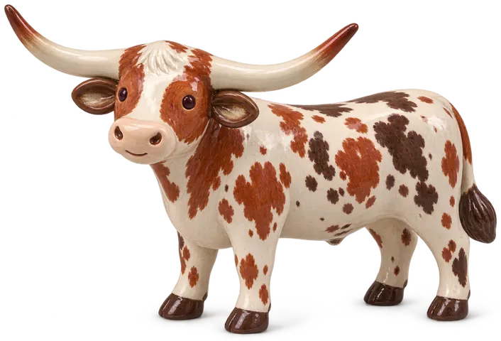 Texas Longhorn, figurine en faïence de FermeVallée