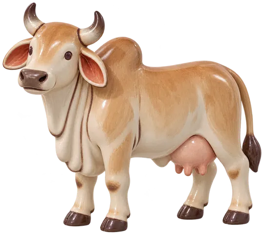 Zébu laitier australien, figurine en faïence de FermeVallée