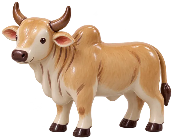 Zébu mahorais, figurine en faïence de FermeVallée