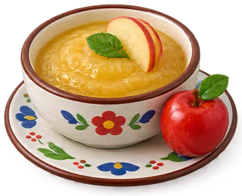 Compote de pommes, figurine de la ferme