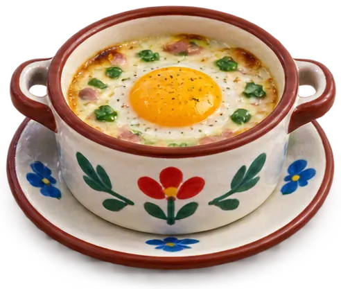 Œufs cocotte au fromage, figurine de la ferme
