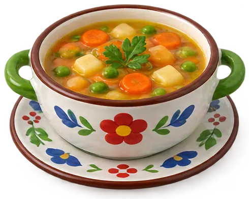 Soupe de légumes, figurine de la ferme