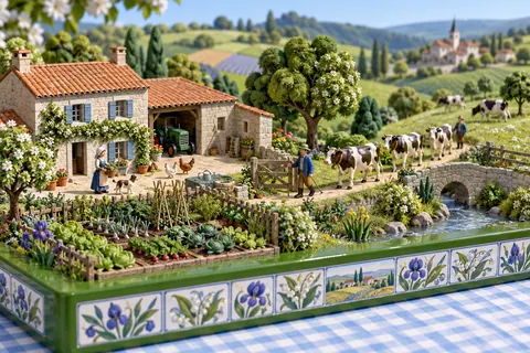 La ferme au mois de mai, en pleine saison de pousse
