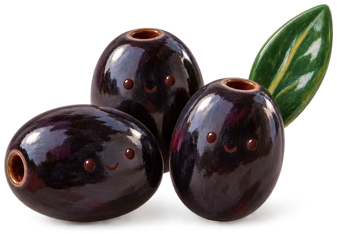Olives noires de la vallée des Baux-de-Provence, figurine en faïence de FermeVallée