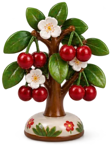 Un cerisier du verger, couvert de cerises rouges